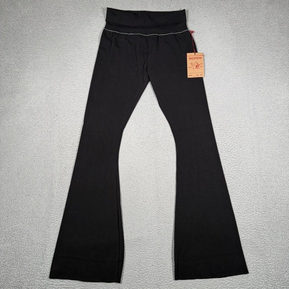 True Religion Pants - True‎ Religion Leggings Womens Medium Black Eva Pant Athletic Hook Up Flare NWT